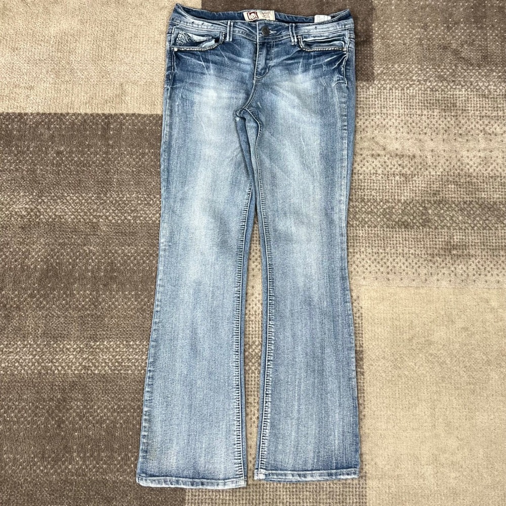 Y2K LEI Ashley Low Rise Slim Boot Jeans Juniors Size 9 Medium Wash 29X29